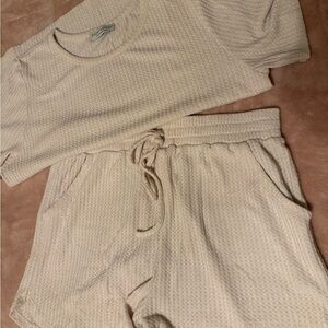 Paper Crane Waffle Loungewear Short Set